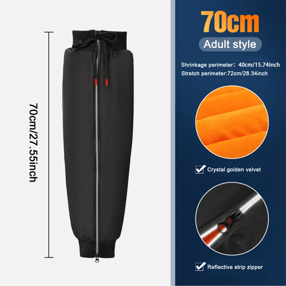 40/60/70 cm Winter Motorrad Knie Brace Verdicken Warme Winddicht Schutz Beinlinge Fleece Windschutzscheibe Bein Abdeckung radfahren Schutz – Detail 9