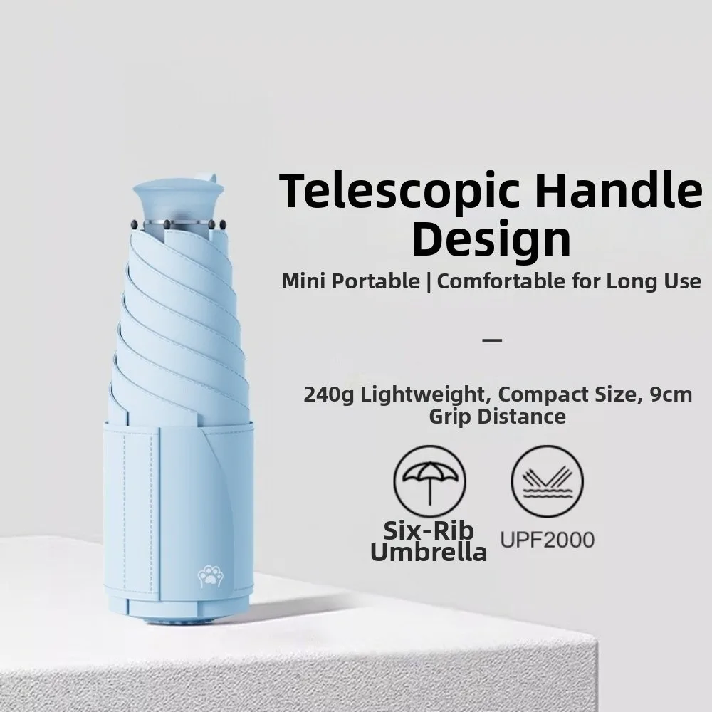 Titanium Silver UV Protection Sun and Rain Compact Folding Umbrella