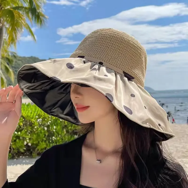 Hot Sale 2024 New Bucket Panamanian Women Four Seasons Big Brim Double-Sided Fisherman Hat Sun Visor Cap_voghion.com