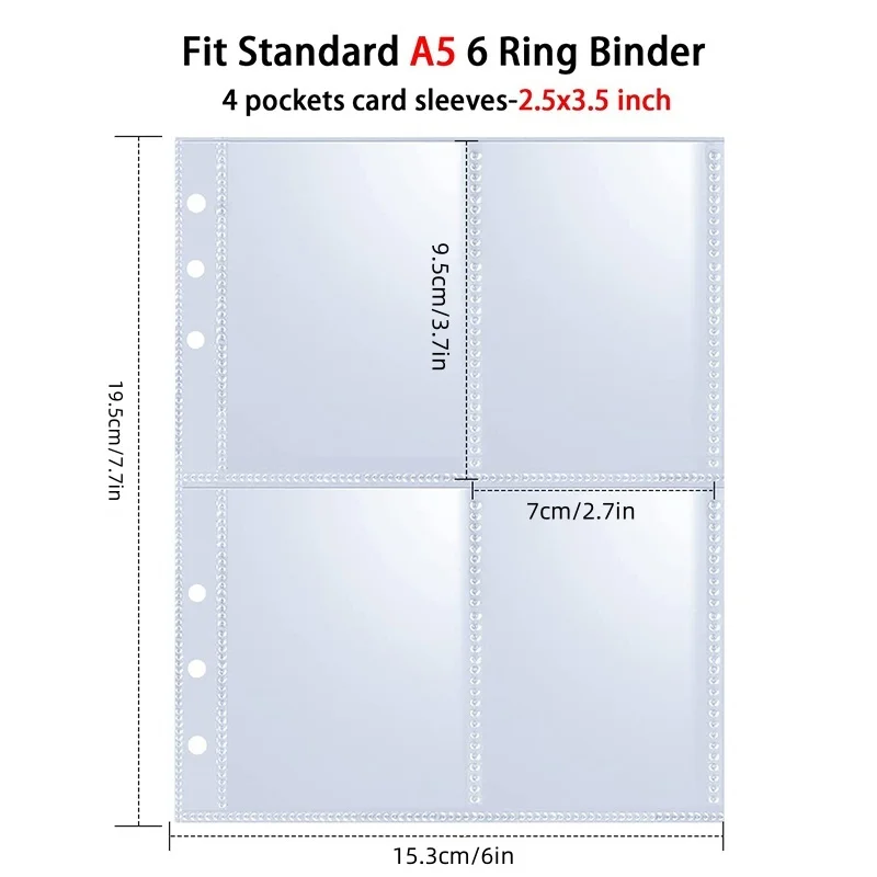 25 Stück Seiten (4 Gitter) Fotokarte A5-Binder Kpop Fotoalben Idolkarten Loseblatt Sammelbuchbinder Binder Fotokartenhalter – Detail 2