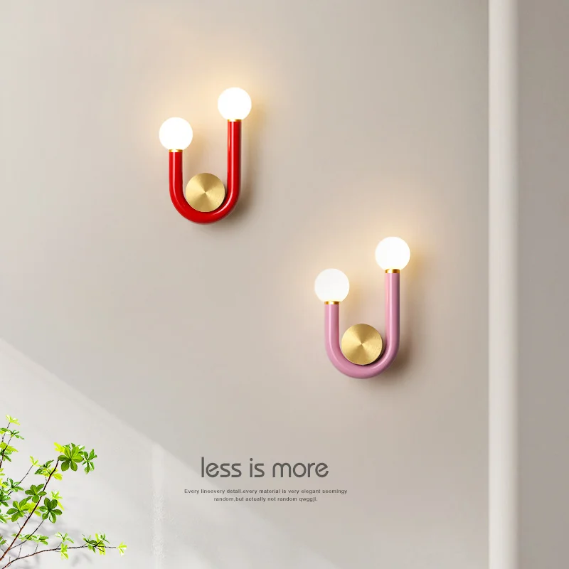 모던 LED 벽 램프, 북유럽 스타일 미니멀리스트 U 모양 실내 벽 램프, 거실 침대 옆 벽 장식, 간단한 조명 기구