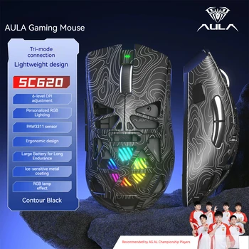 Aula SC620 Gaming Mouse Wireless Hollow-out PAW3311 Tri-mode Rechargeable Adjustable DPI Mouse for Desktop Laptop 1