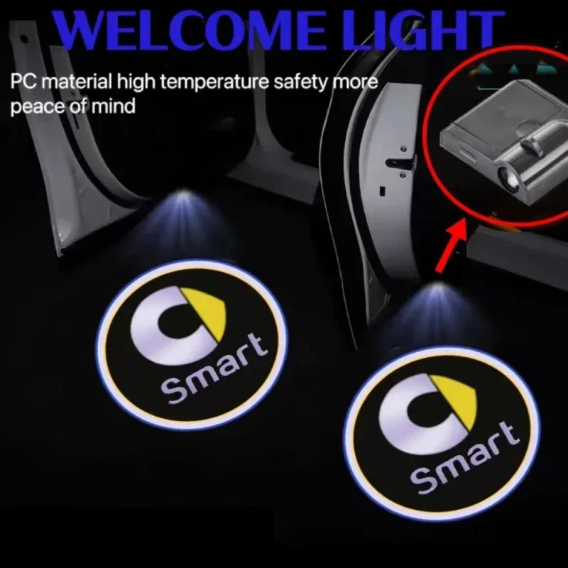 2Pcs Led Car Door Welcome Proiettore Laser Logo Light Universal Laser Emblem Lamps Per Smart Fortemen Forspeed Crash Protection