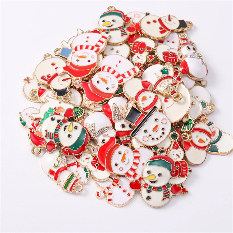 Duarte 20 Teile/los Nette Mix Emaille Weihnachten Schneemann Charms Anhänger für Schmuck Machen Tropfen Ohrringe Halsketten DIY Handwerk Liefert – Detail 4