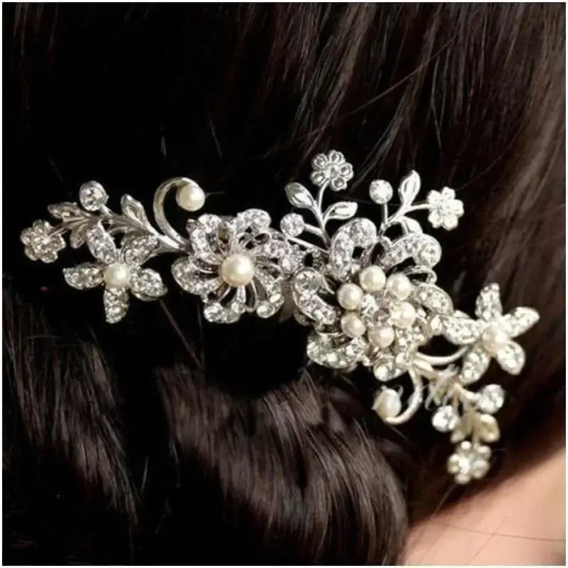 Rhinestone Bridal Hair Comb Alloy CrystalPearl Tiaras Crystal Hairclip Girl Party Jewelry Women Miraculou Wedding Hair Fashion