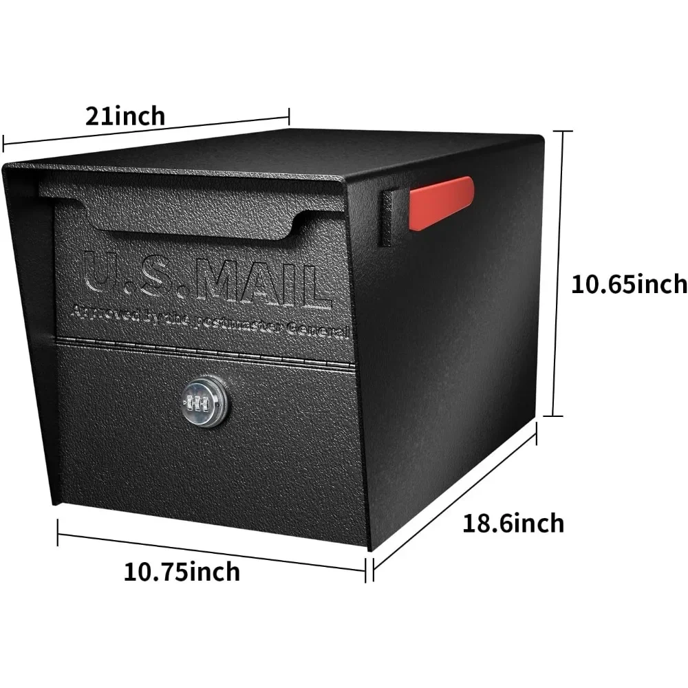 Locking Mailbox, Curbside Security Mailbox with Combination Lock, Post Mount Lockable Mailbox with Reflective Numbers 3