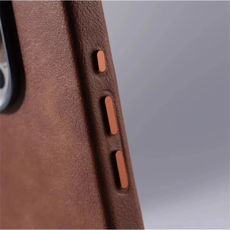 Luxury Retro Leather Magnetic Phone Case with Alloy Lens and Wireless Charging Cover