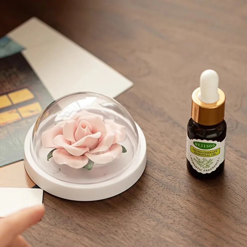 New Handmade Ceramic Rose Car Air Freshener Elegant Floral Aromatherapy Diffuser
