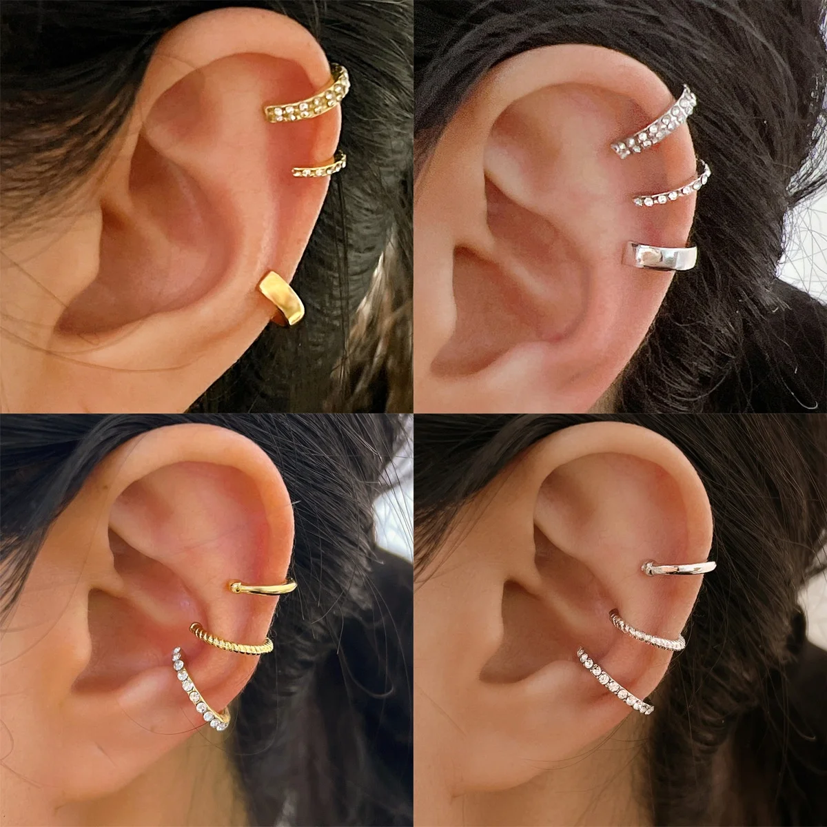 3PCS Non-Piercing Ear Cuff Earrings for Women and Teens-ear clip earrings,clip earrings,ear clip,ear accessories