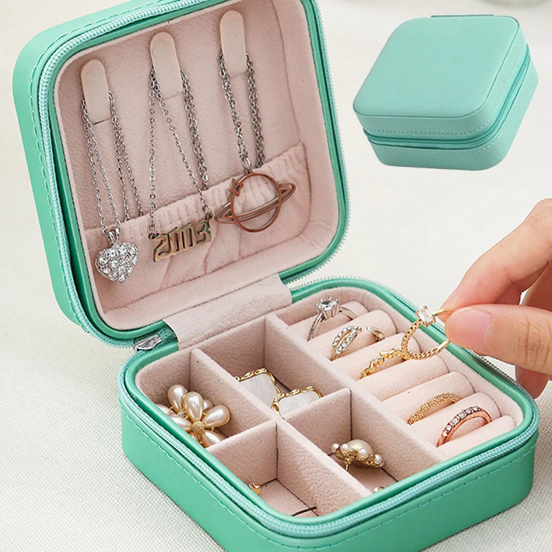 

Portable Jewelry Organizer Mini PU Leather Travel Storage Boxes for Rings Earrings Necklace Bracelets Holder Jewelry Display Box