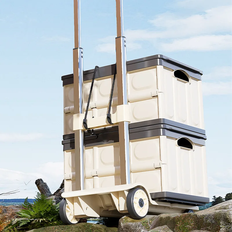 Luggage pull rod pickup small cart folding household portable cargo handling trailer shopping grocery cart