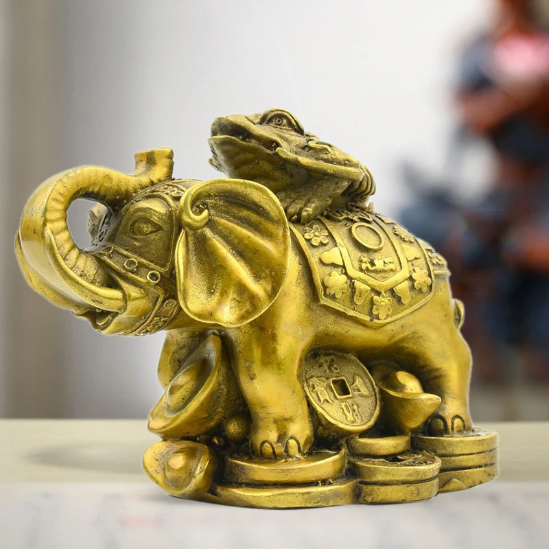 

1 Pc Metal Brass Animal Statues Miniatures Ornament Elephant Ingots Sculptures Garden Lucky Mascot Home Office Decoration Craft