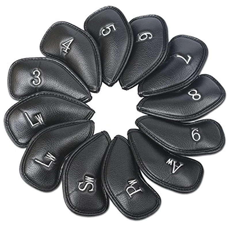 

12 Pcs/set Deluxe Synthetic Leather Golf Iron Covers Club Cover Waterproof For All Irons Club Golf Accessories