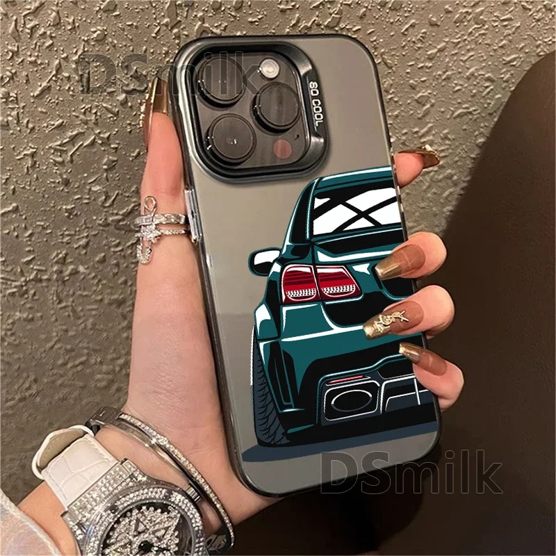 JDM Car Design Laser Hard Phone Case – Durable PC+TPU Protective Back Cover