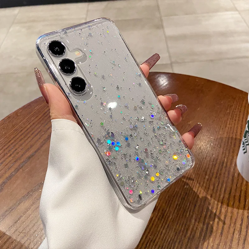 Glitter Star Sequin Clear Thin Epoxy Soft Phone Case