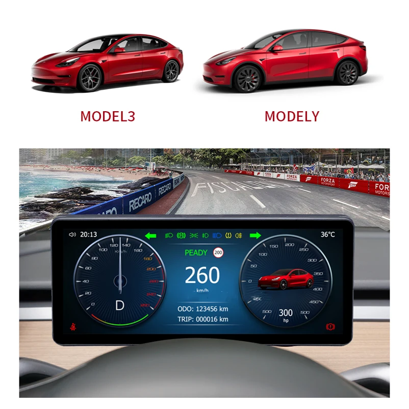 For Tesla Model 3 Y 8.8 Inch Digital HUD Display LCD Screen Center Console  Dashboard Panel Carplay Car GPS Multimedia