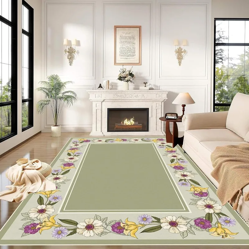 Floral Pattern Living Room Carpet Pastoral Bow Art Design Bedroom Plush Rugs Foldable Machine Washablenon-slip Cloakroom Mats 러그