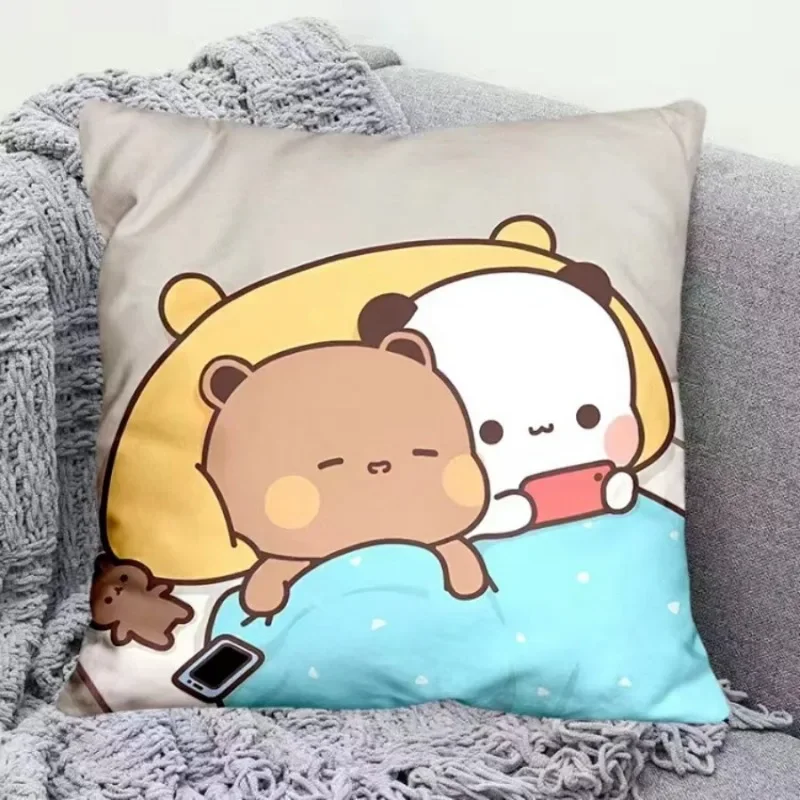 Yier Panda Cute Throw Pillow Bubu Dudu Cartoon Square Pillows Kawaii Anime Soft Waist Sofa Cushion Car Home Bedroom Decoration plush toys chair cushion