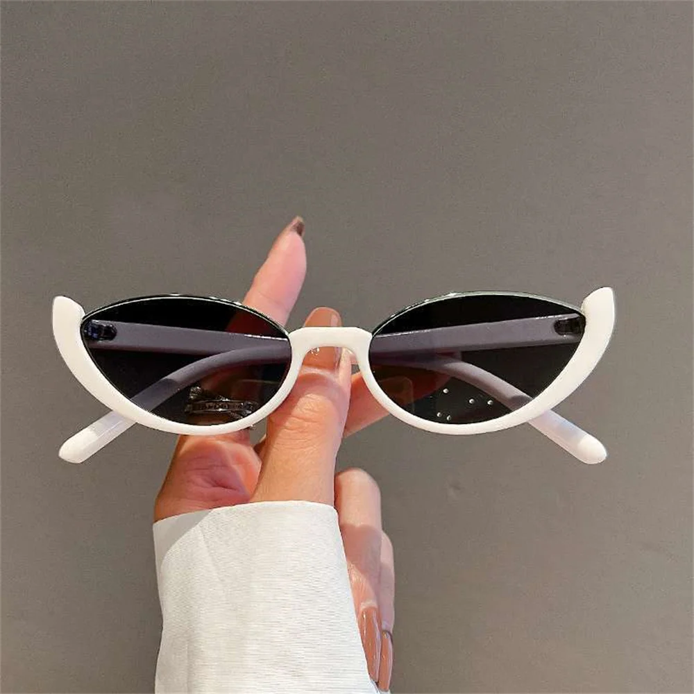 

New Small Cat Eye Sunglasses Women Men Trendy Vintage Shades Eyewear Fashion Driving Cycling Sunglasses Half-frame Sun Glasses