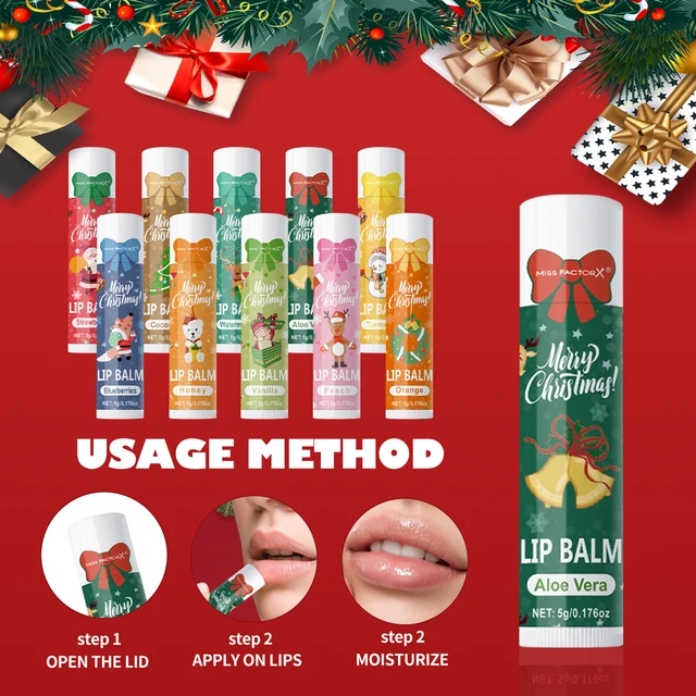 55994-049c3f.jpg 90 pieces/box 10 scented lipstick set Christmas set Moisturizing lips deep moisturizing Christmas gift