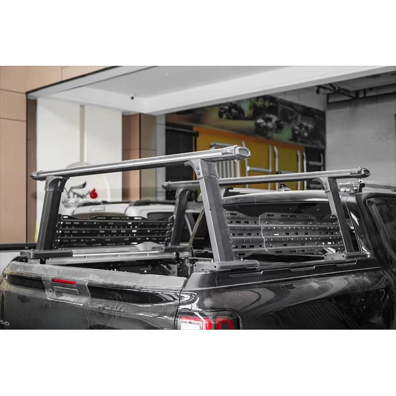 고품질 조절식 알루미늄 트럭 베드 사다리 랙 롤바 500kg 적재 픽업 트럭용