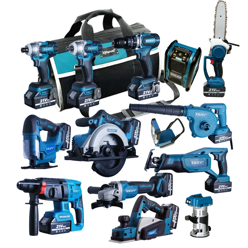 EKIIV brushless angle grinder cordless lightweight cordless hammer drill lithium-ion combo kit for sale