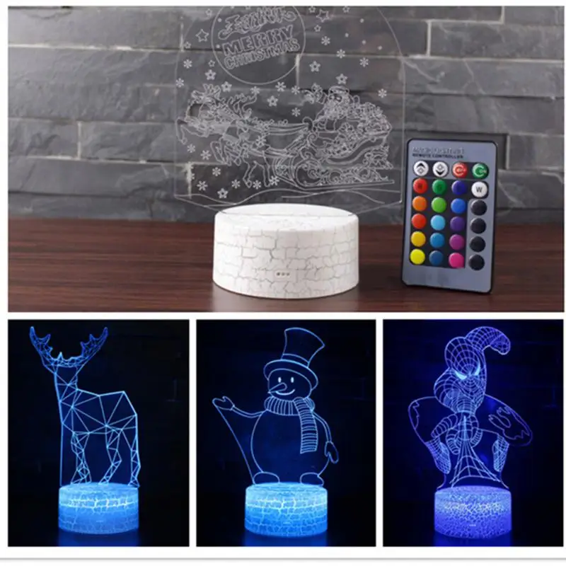 

3D Christmas Projector Lamp Night Light With Remote Control USB Charging 16 Color Changing Lanterm Children Gift Room Decoration