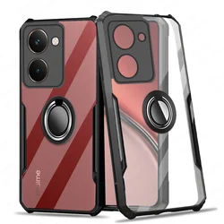 Realme P3 Ultra Shockproof Transparent Case with Acrylic Ring and Magnetic Stand for Realme P3 Ultra (Black)