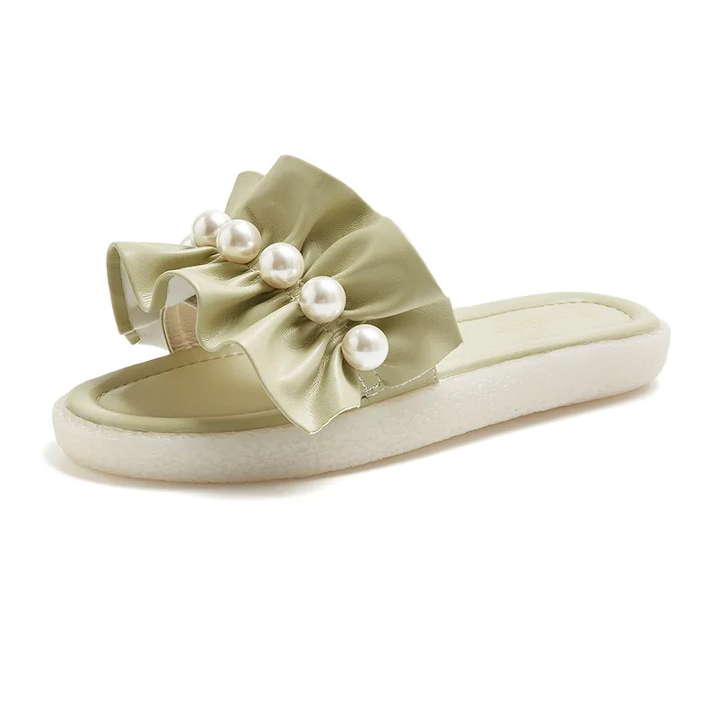 

2022 Leather slippers for women in the summer of wear tendon soft beach shoes F-020