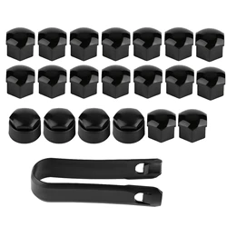 Car Wheel Nut Protective Dust Caps - 17mm Rim Covers (Black)