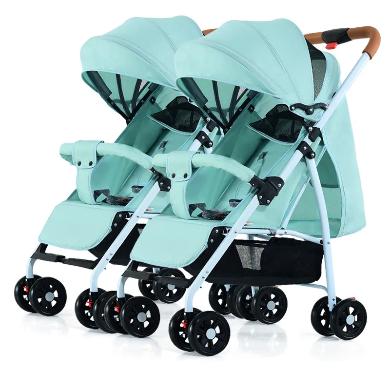 Double stroller lightweight side side stroller two large seats with individual recline upgraded version sit or lie down detachable