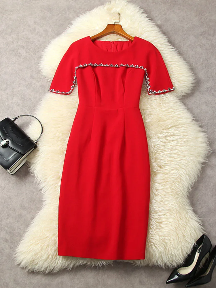 

HIGH STREET Latest 2024 Fashion Star Style Designer Women's Diamonds Beaded Shawl Split Dress