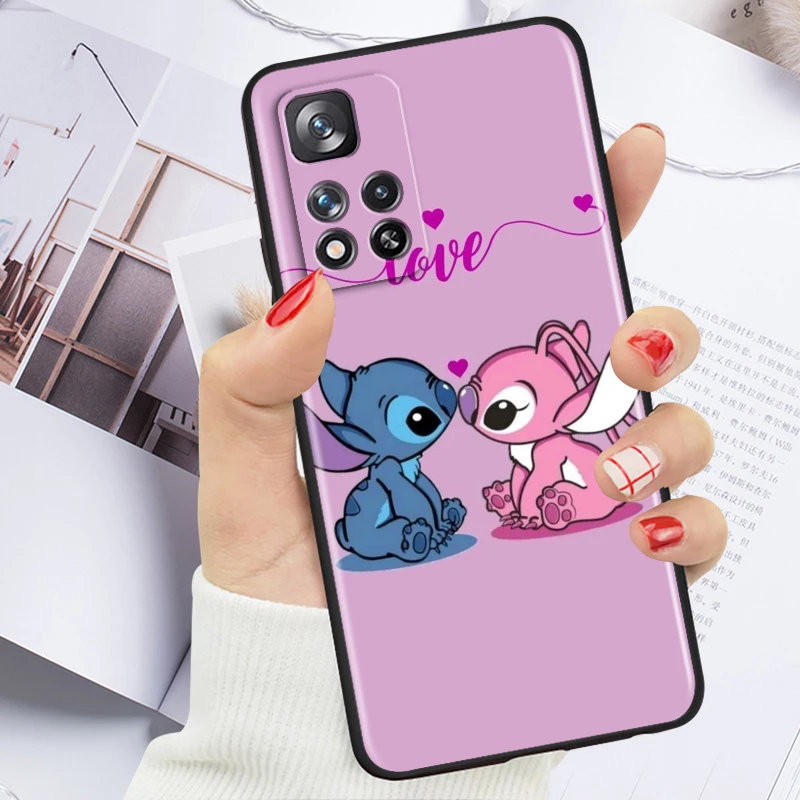 thumbnail image 1 of Anime Stitch Cute Disney For Xiaomi Redmi Note 12 12S Turbo 11 11T 11S 10 10S 9 8 8T 7 Pro Plus 5G Black Phone Case Cover, 1 of 5