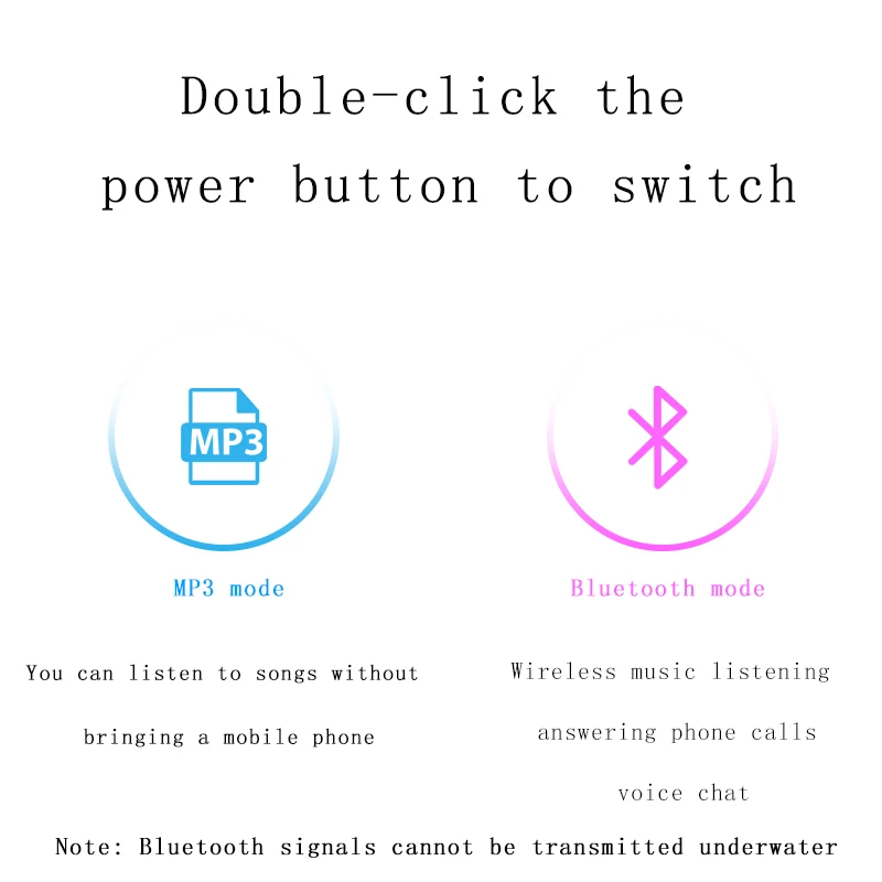 Q1 Bone Conduction Headphone Built-in Memory 8G IPX8 Waterproof MP3 Music Player Swimming Diving Earphone 15 Days Standby