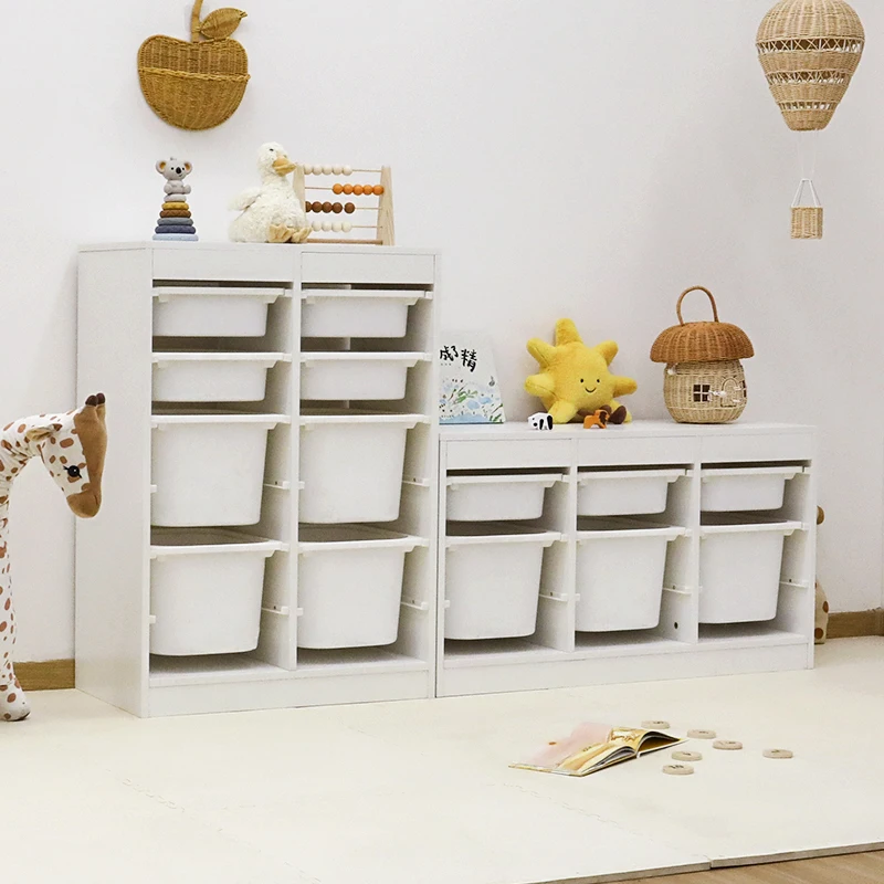 Multifunction White Storage Drawer Cabinet Sets For Bedroom Children Toy Books Storage Wood Furniture 3Layers