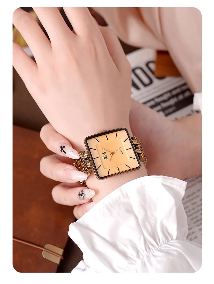 Men Watch Business Simple Square Couple Watches Waterproof Stainless Steel Premium Ultra Thin Women Fashion Quartz Wristwatches