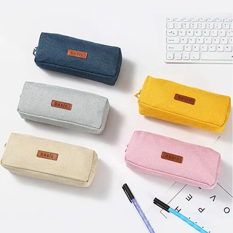 iSuperb Cotton Linen Pencil Case Student Stationery Pouch Bag Office Storage Organizer Coin Pouch Cosmetic Bag, Pink