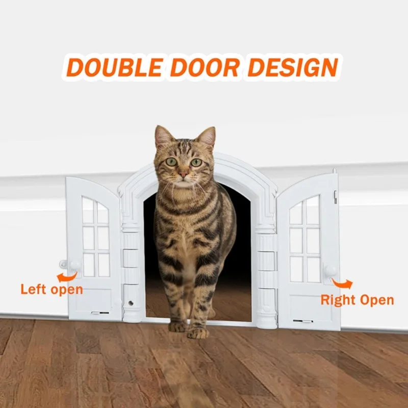 Portal French Cat Door Stylish No-Flap Cat Door Interior for Average-Sized Cats Up to 20 lbs Easy DIY Setup