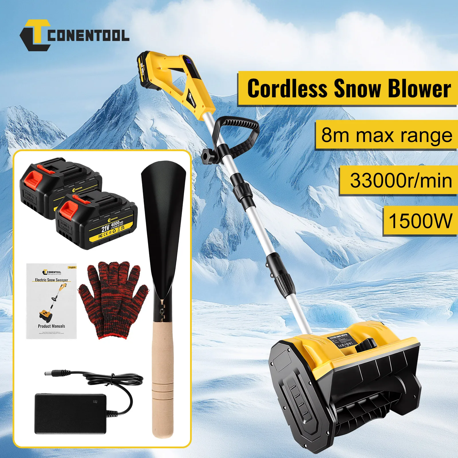 thumbnail image 2 of Cordless Snow Shovel For DeWalt 20V Battery (Tool Only), 12-Inch Electric Snow Blower With LED Light & Directional Plate, 23FT Throw Distance For Patio/Deck/Driveway 2 of 13
