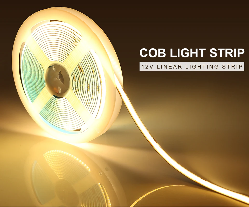 1M - 10M COB LED Strip Light 12V 24V 320LEDs/M High Density Flexible FOB Tape Se1c175e8efd948179c1ad90517a5a8c7p
