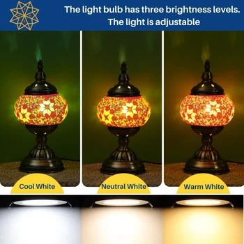 Turkish Table Lamp, Stained Glass Mosaic Night Light, Vintage Desk Decor for Bedroom, Living Room 2