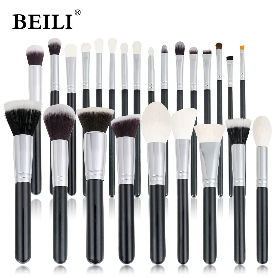 

BEILI Black 15-25 pcs Makeup Brushes Set Professional Goat Hair Foundation Powder Blush Eyebrow Eyeshadow Make up Brush Tools