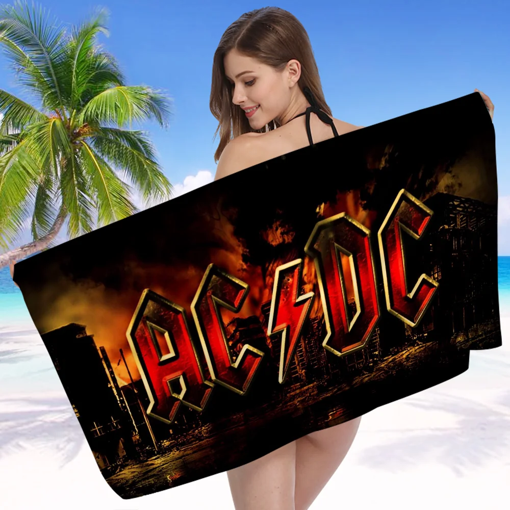 A-ACDC Microfiber Blanket Quick Drying Beach Towels Oversized Printing Super Absorbent Pool Towel Blanket 5