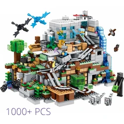 Blocs de Construction à Motifs de Montagne, Jeu à Design de Grotte, Ascenseur, Village, Maison dans les Arbres avec Figures Compatibles, Jouets de My World Bricks 21137 Pièces, Cadeau Idéal 
