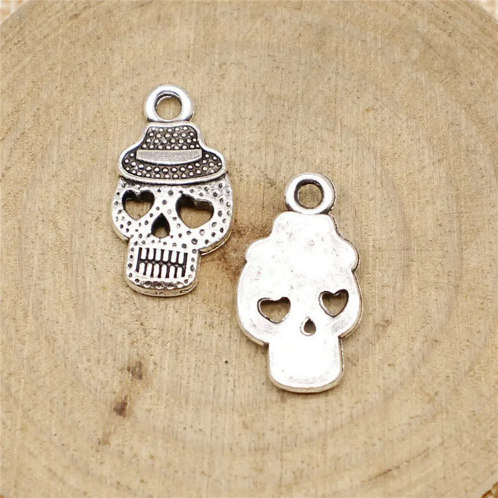 

Diy Accessories Cowboy Hat Skull Charms Vintage Jewelry 21x12mm 20pcs