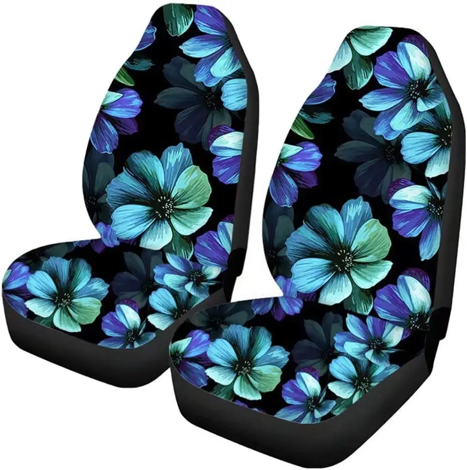 

Xinind Blue Hawaiian Print with White Hibiscus Flowers Pattern Car Seat Cover Full Set Front Saddle Blanket Comfort Covers Vehic
