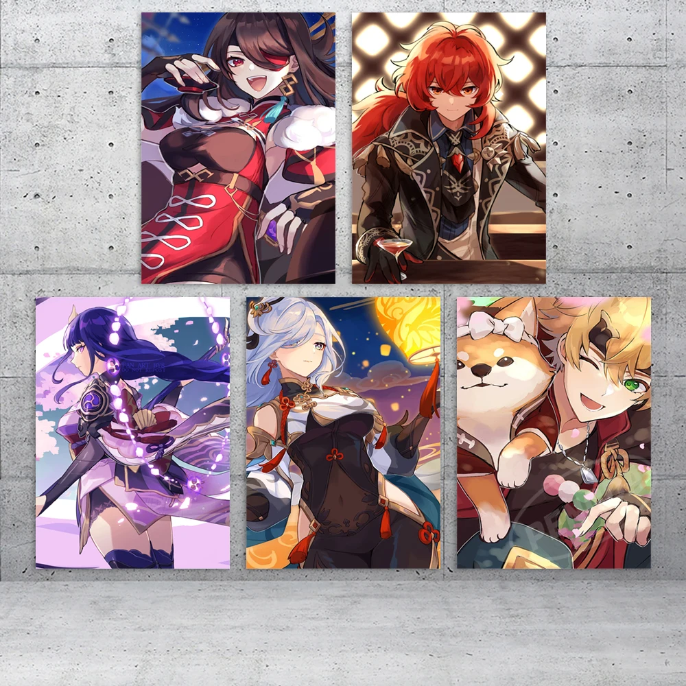 

Canvas Genshin Impact HD Printed Painting Diluc Wall Beelzebul Art Yae Miko Poster Xiao Home Decor Beidou Pictures Living Room