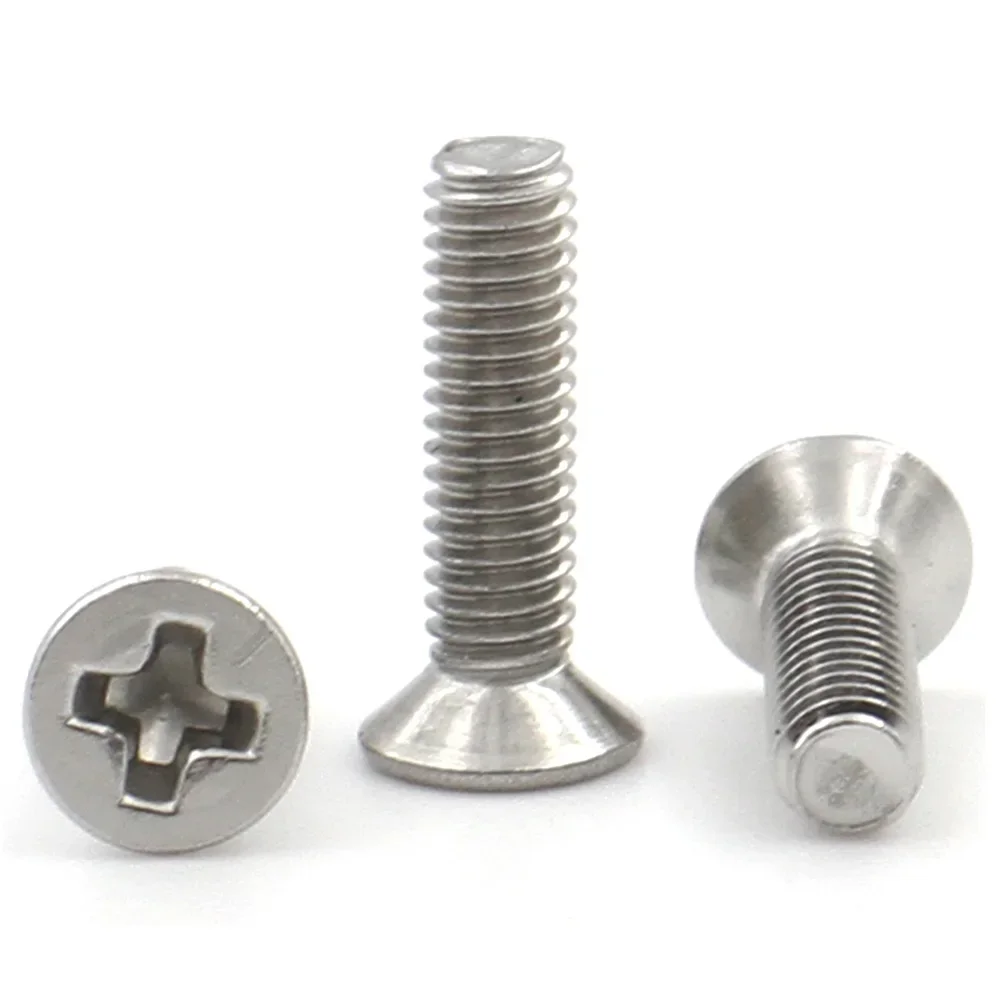 Stainless Steel Screw Cross Phillips Screw Phillips Flat Screw Phillips Head Screw 10-100pcs 304 Stainless Steel M1 M1.2 M1.4 M1.6 M2 M2.5 M3 M3.5 M4 M5 M6 DIN965 Cross Phillips Flat Countersunk Head Screw Bolt