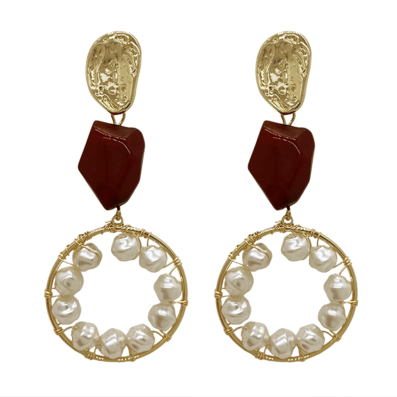 2022 new S925 silver needle baroque pearl Vintage alloy acrylic Earrings for women Fashion Jewelry