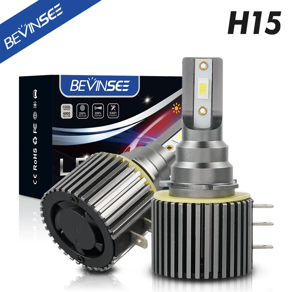 Bevinsee H15 LED Headlight for Audi A3 A6 Quattro, for Mercedes-Benz CLA250  GLA250, for Volkswagen Golf Tiguan, for BMW Jaguar